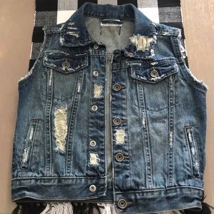 Custom Made Distressed Denim Vest